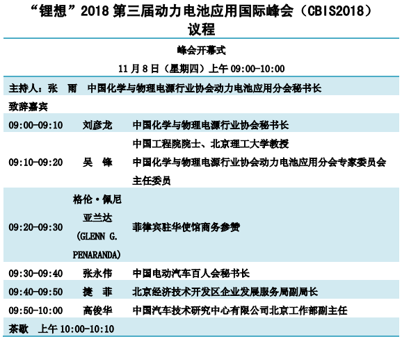 重磅發(fā)布！“鋰想”第三屆動力電池應(yīng)用國際峰會(CBIS2018)詳細(xì)議程速覽