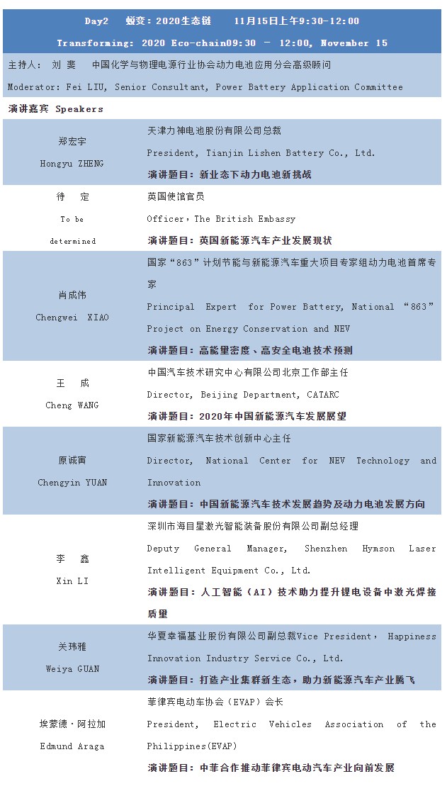 第四屆動力電池應(yīng)用國際峰會（CBIS2019）詳細(xì)議程公布